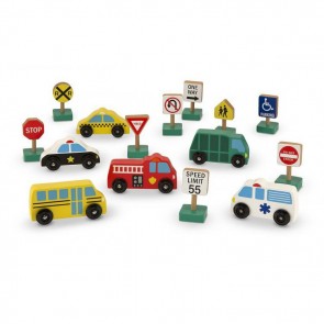 Melissa & Doug Wooden Vehicles And Traffic Signs 