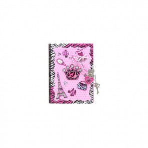 Pink & Black Crown Diary with Lock & Keys