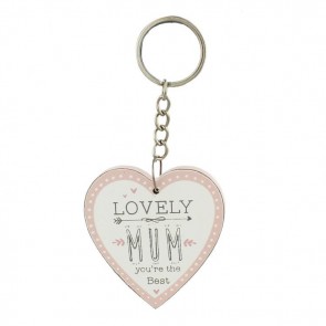 MULTI 6 Love Life MDF Heart Keyring - Lovely Mum