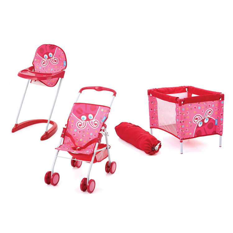 DOLL STROLLER + HIGH CHAIR +PLAY YARD