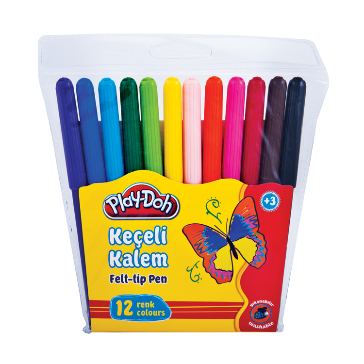 12 FIBER PENS IN PLASTIC BAGS, 2MM