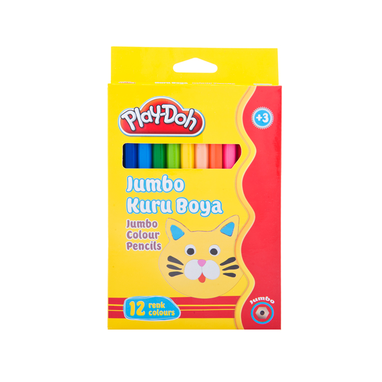 12 JUMBO COLOUR PENCILS IN PAPER BOX W/O SHARPNER