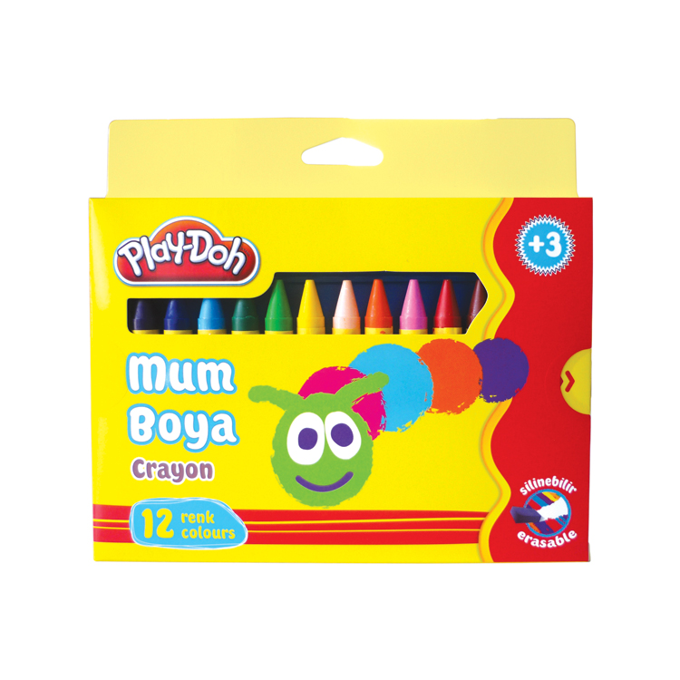 12 JUMBO WAX CRAYONS IN PAPER BOX, 11MM