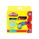 12 WAX CRAYONS IN PAPER BOX, 8MM